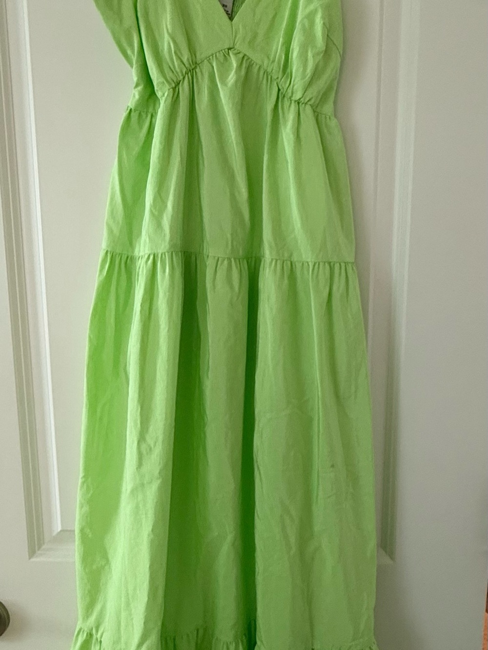 A New Day Lime Green Tiered V-Neck Maxi Dress